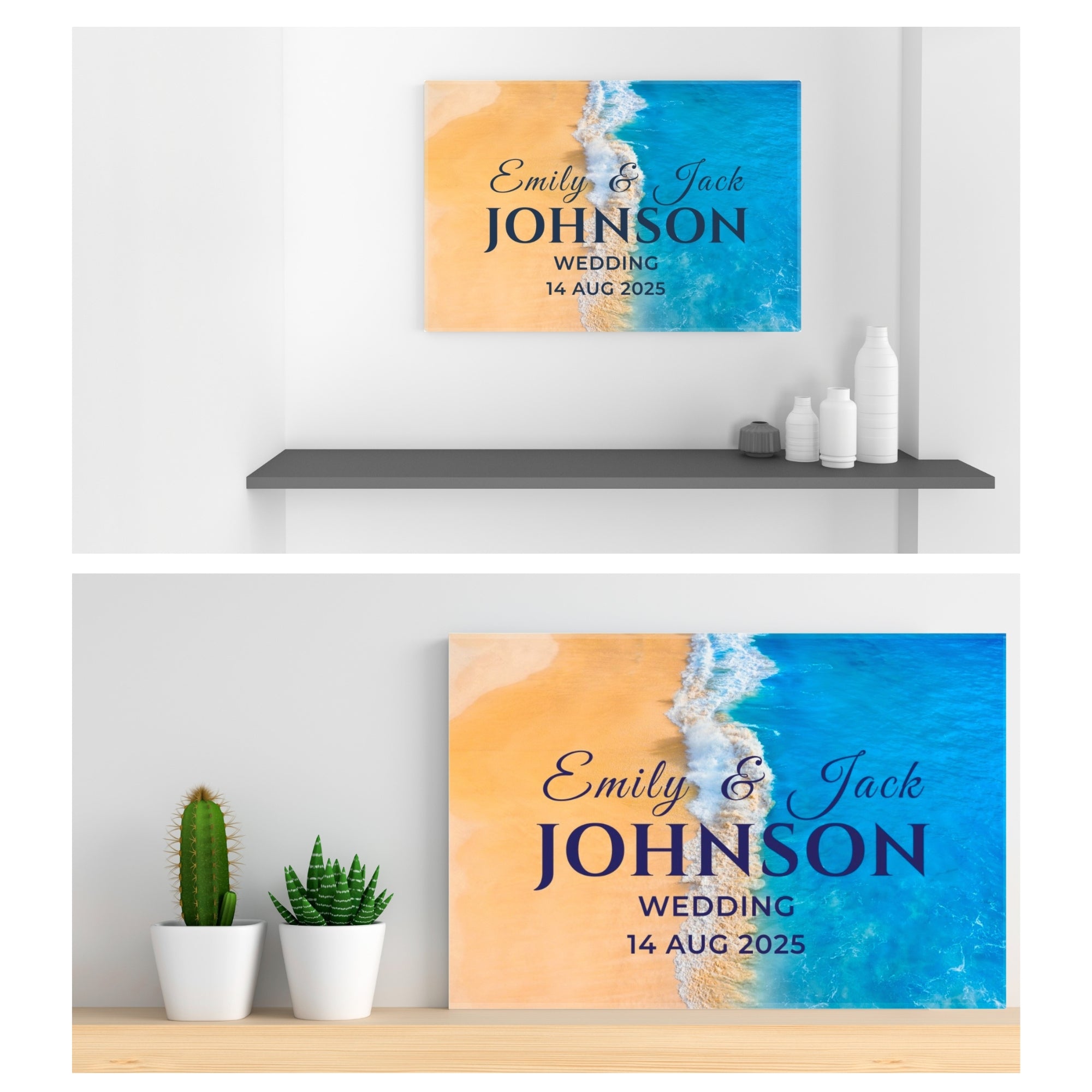 Personalized Glass Wedding Sign – Elegant Tempered Glass Gift for Wedding, Engagement, Anniversary or New Home