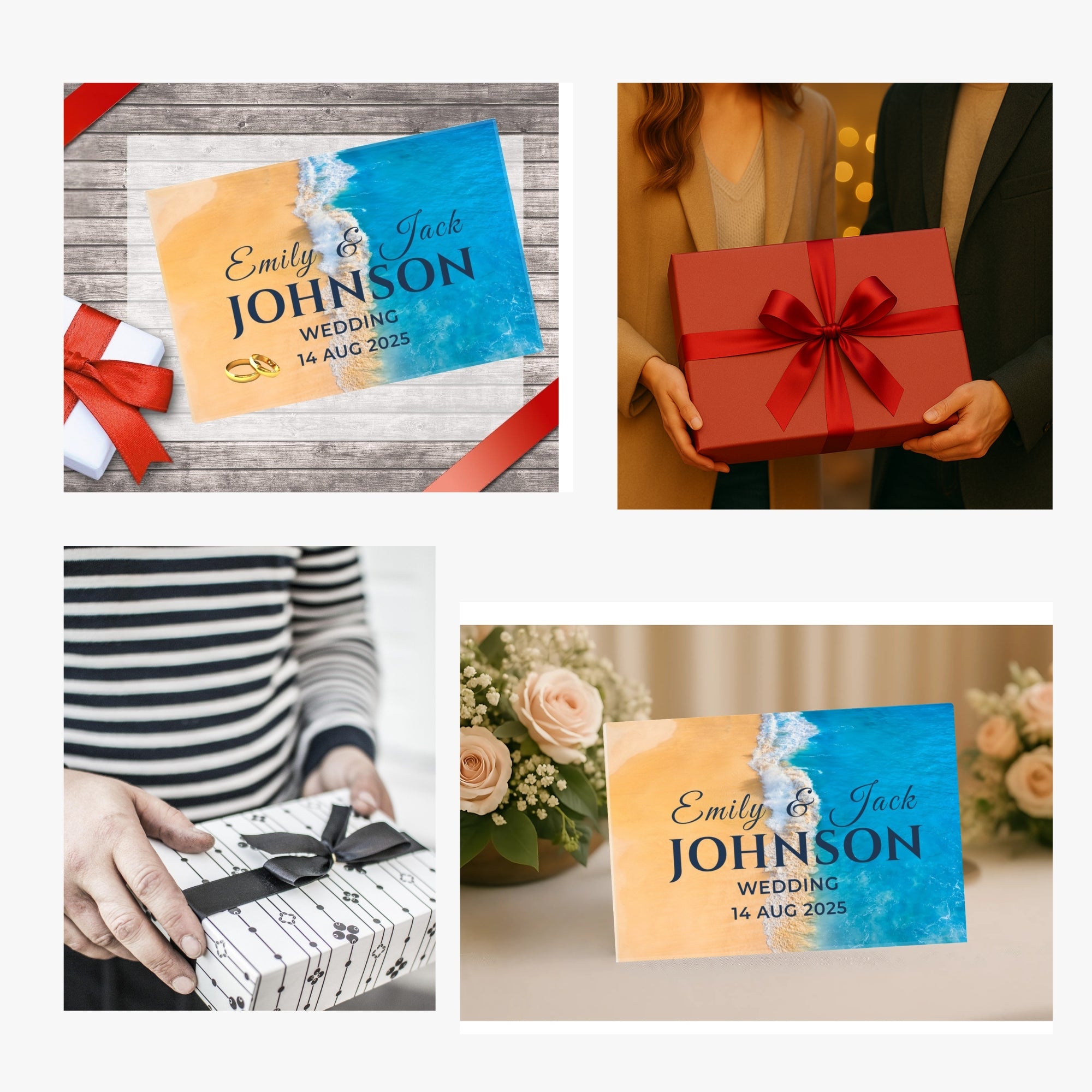 Personalized Glass Wedding Sign – Elegant Tempered Glass Gift for Wedding, Engagement, Anniversary or New Home