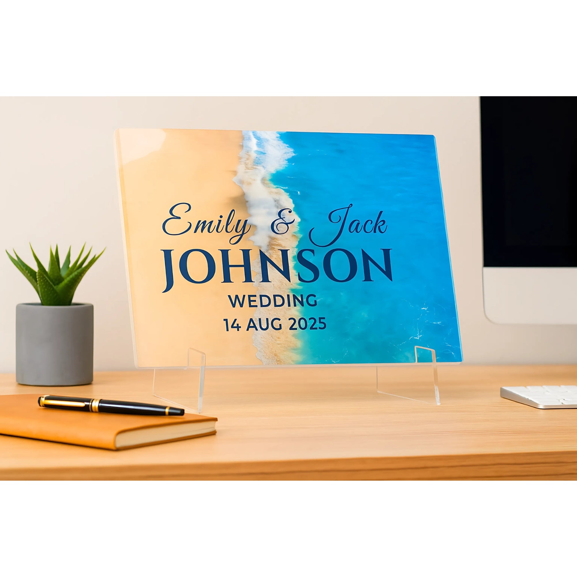 Personalized Glass Wedding Sign – Elegant Tempered Glass Gift for Wedding, Engagement, Anniversary or New Home