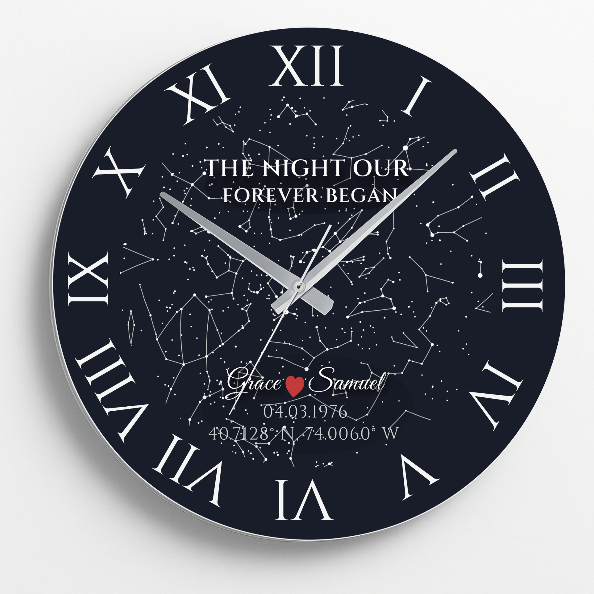 Personalized Star Map Wall Clock on Tempered Glass – Custom Night Sky Gift for Couples, Anniversary Present by Zepira Luna