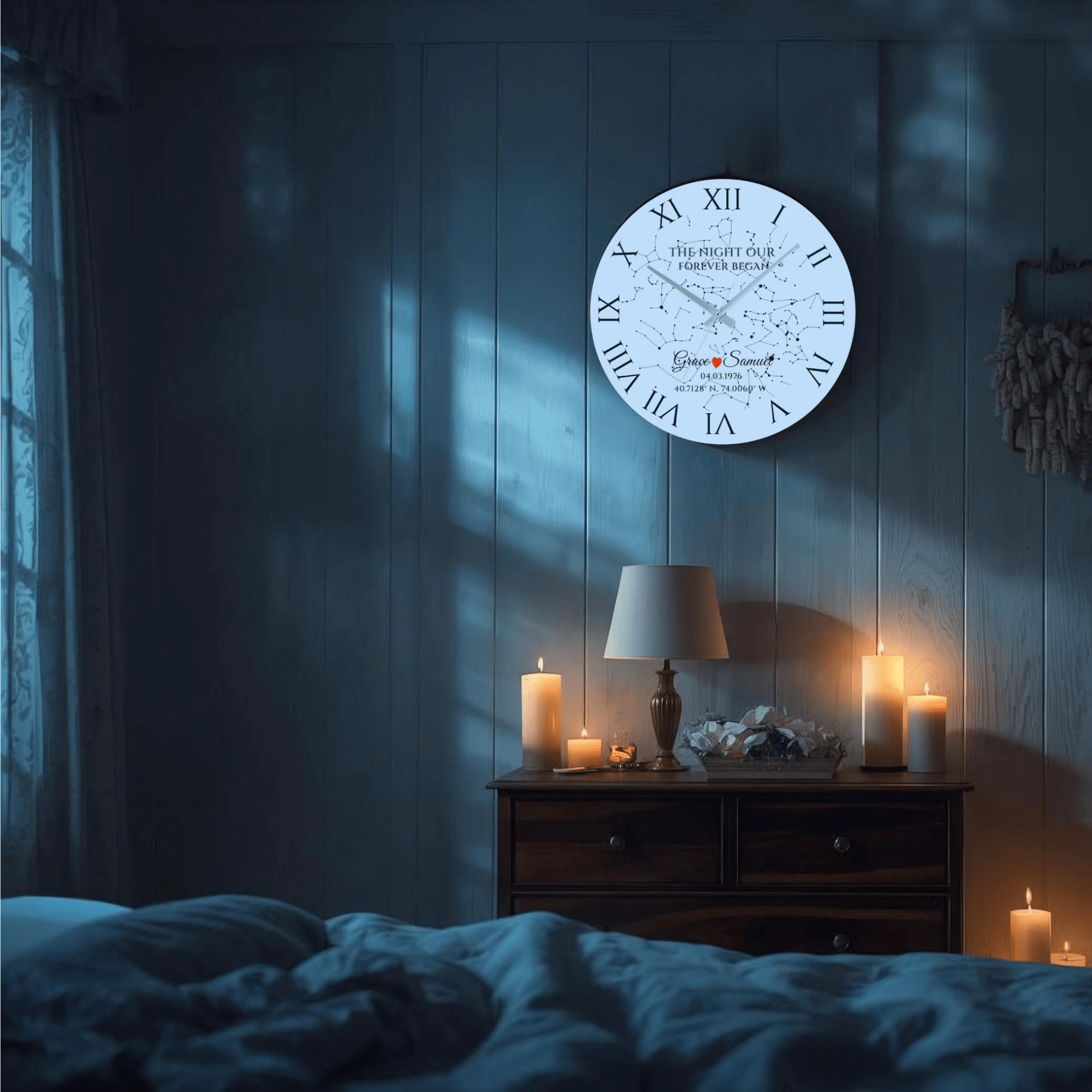 Custom Star Map Wall Clock – Personalized Anniversary Gift for Partner