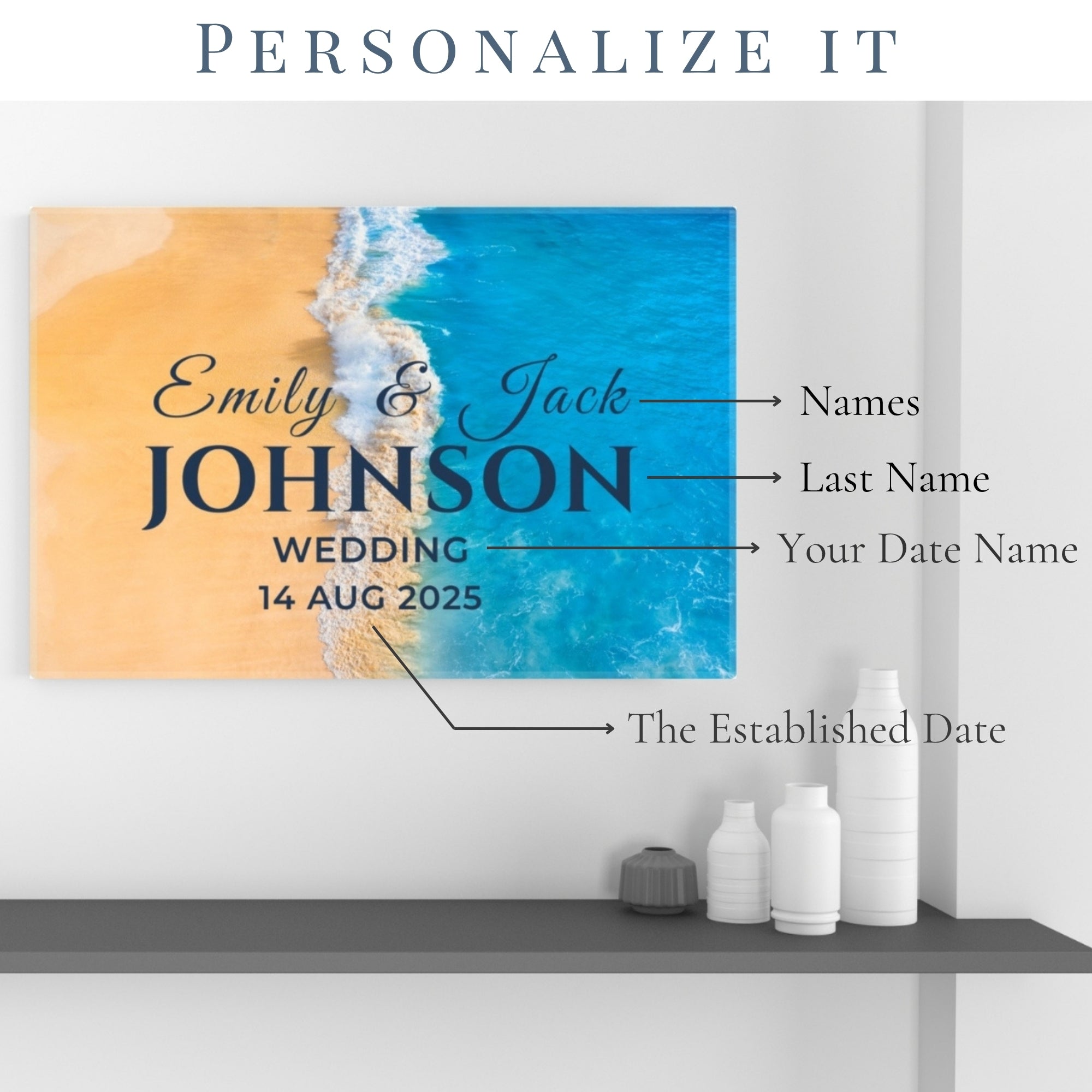 Personalized Glass Wedding Sign – Elegant Tempered Glass Gift for Wedding, Engagement, Anniversary or New Home